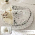 2 In 1 Dog And Cat Bed Pet Winter Bed Round Plush