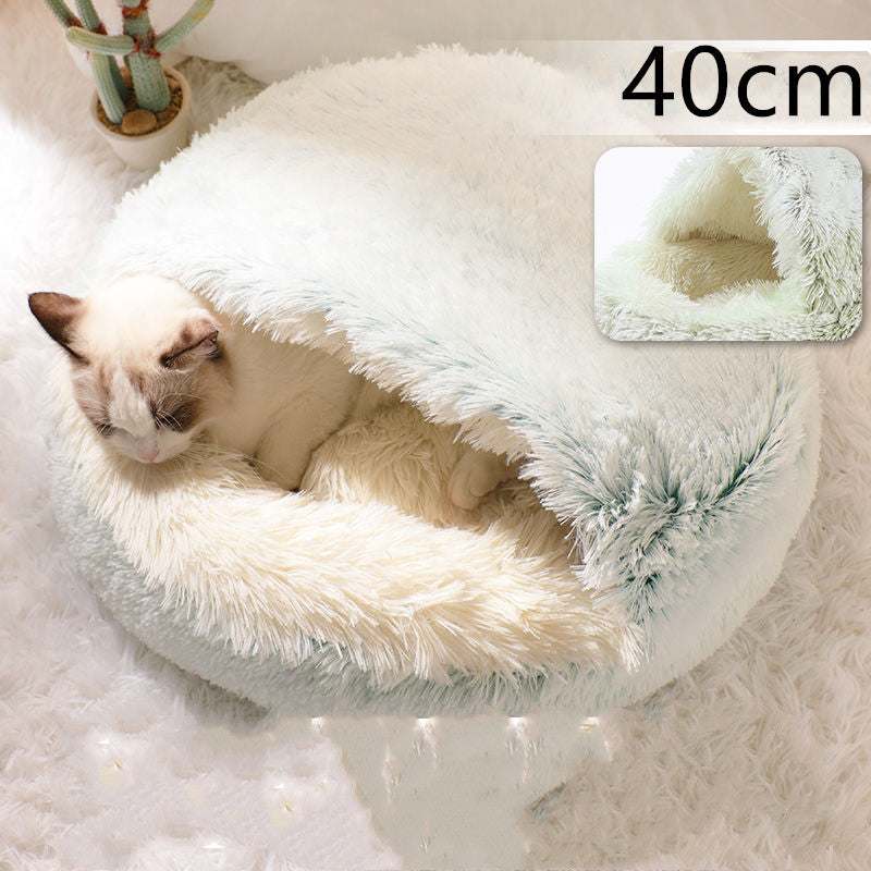 2 In 1 Dog And Cat Bed Pet Winter Bed Round Plush