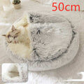 2 In 1 Dog And Cat Bed Pet Winter Bed Round Plush