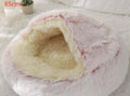 2 In 1 Dog And Cat Bed Pet Winter Bed Round Plush