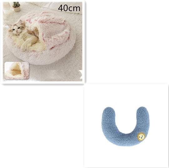 2 In 1 Dog And Cat Bed Pet Winter Bed Round Plush