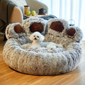 Bear paw shaped fluffy pet bed for small to large dogs and cats, cozy and breathable.