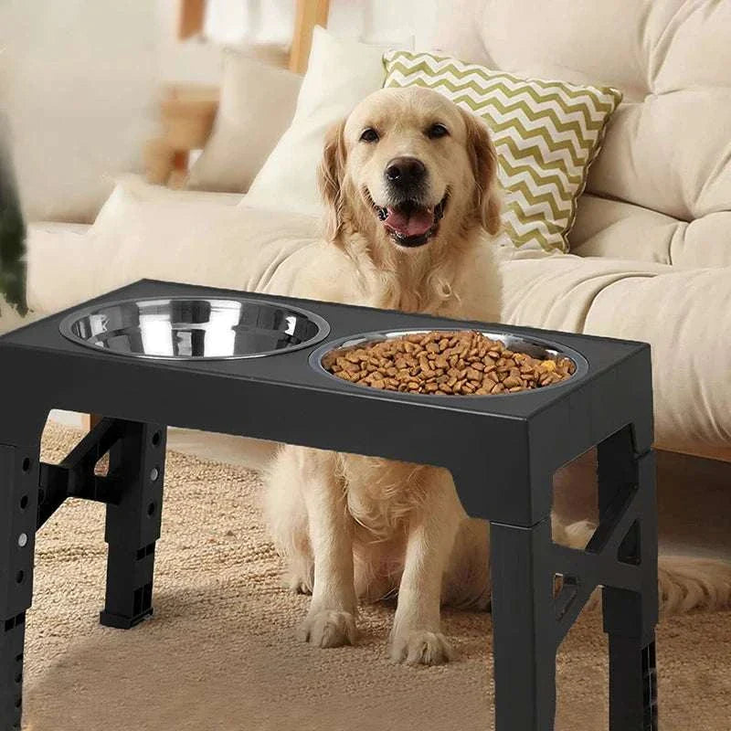 Elevated Dog Feeder Dogs Bowls Adjustable Raised Stand