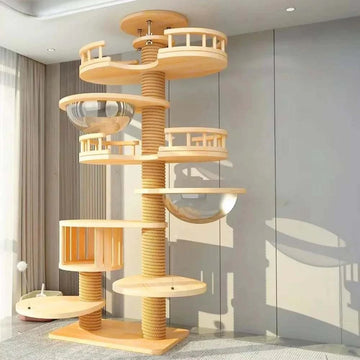 Cats Tree Solid Wood Pets Furniture Climbing Cat Tower