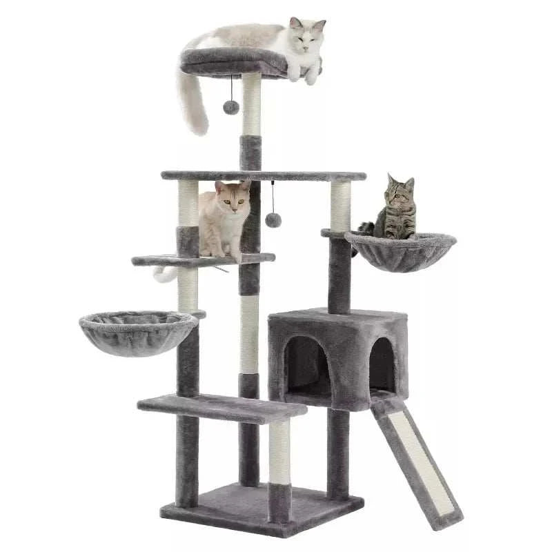 Cat Tree House, One-piece Wooden with Pillow