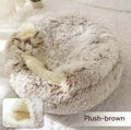 2 In 1 Dog And Cat Bed Pet Winter Bed Round Plush